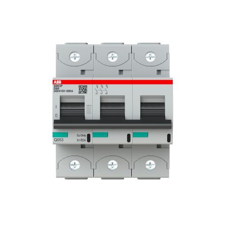 ABB High Performance S800N Miniature Circuit Breaker, 3-Pole, 80A, Type D, 690V ac AC, 375 V dc DC, 36 kA Breaking