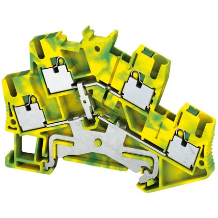 Schneider Electric NSYTRP24DPE NSY Series Terminal Strip Yellow, Green, 2.5mm², 2-Level, Push-in