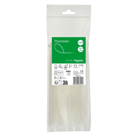 Schneider Electric Cable Tie, Cable Tie, 200 mm x 3.6mm, Clear Polyamide 66