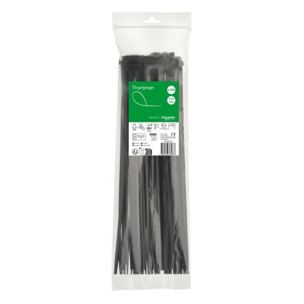 Schneider Electric Cable Tie, Cable Tie, 370 mm x 4.8mm, Black Polyamide 66