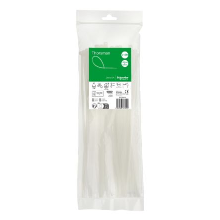 Schneider Electric Cable Tie, Cable Tie, 300 mm x 4.8mm, Clear Polyamide 66