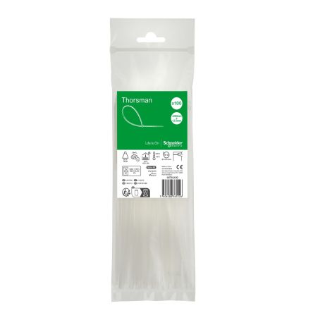 Schneider Electric Cable Tie, Cable Tie, 200 mm x 2.5mm, Clear Polyamide 66