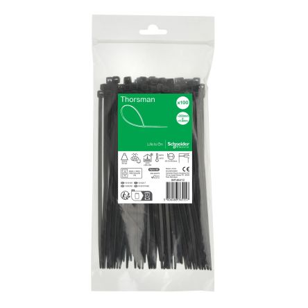 Schneider Electric Cable Tie, Cable Tie, 200 mm x 4.8mm, Black Polyamide 66