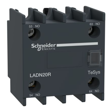 Schneider Electric Auxiliary Contact Block, 2 Contact, 2 NO, LADN, Screw, 690V, LADN20R