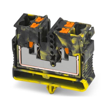 Phoenix Contact 1429443 MPTD Series DIN Rail Terminal Block Black, Yellow, 2.5mm², 1-Level, Push-in