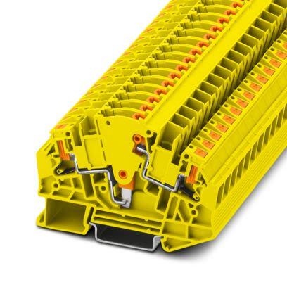 Phoenix Contact 1350425 PTVME 6/S YE Series Test Disconnect Terminal Block Yellow, 6mm², 2-Level, Push-in