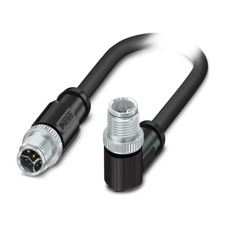 Phoenix Contact M12, 10 m Ethernet Cable, Black Screened Polyurethane Sheath