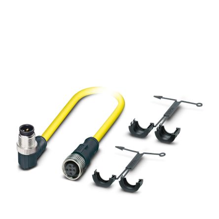 Phoenix Contact Male 5 way M12, Right Angle to Female 5 way M12, Straight Actuator/Sensor Cable, 1.5 m