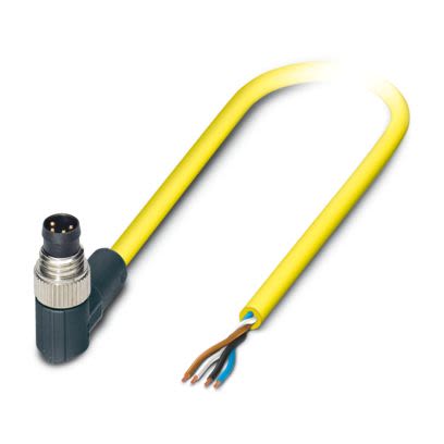 Phoenix Contact Male 4 way M8, Right Angle to Female 4 way Free Cable End Actuator/Sensor Cable, 5 m