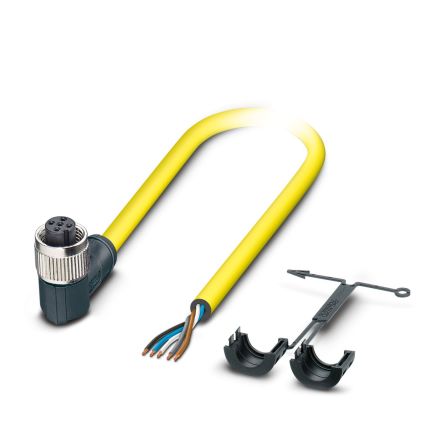Phoenix Contact 5 way M12, Right Angle to Female 5 way Straight Actuator/Sensor Cable, 10 m