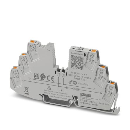 Phoenix Contact PTCB PTCB E1 Electronic Circuit Breaker 0.63A 30V, DIN Rail