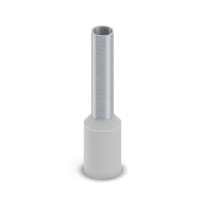Phoenix Contact, AI Insulated Bootlace Ferrule, 12 mm Pin Length, 2.8 mm Pin Diameter, Grey to 12 AWG Wire Size