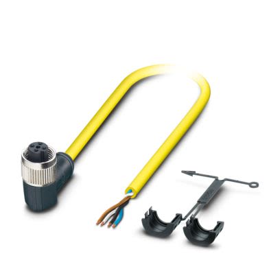 Phoenix Contact 4 way M12, Right Angle to Female 4 way Straight Actuator/Sensor Cable, 2 m