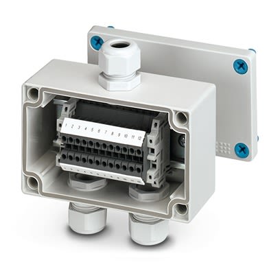 Phoenix Contact E AB A Series Grey ABS Junction Box, 12 Terminals, 130 mm, 80mm 60 mm