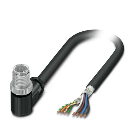 Phoenix Contact Free Ends, M12, 5 m Ethernet Cable, Black Screened Polyurethane Sheath