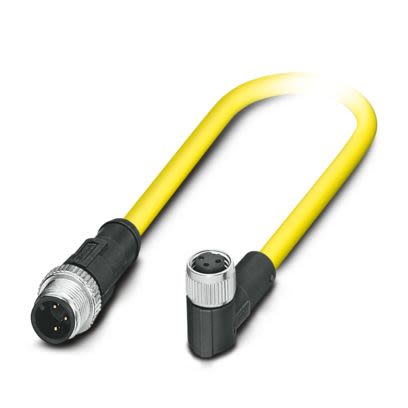 Phoenix Contact Male 3 way M12, Straight to Female 3 way Angled Socket M8 Sensor Actuator Cable, 500 mm