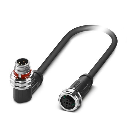 Phoenix Contact Male 4 way Right Angle to Female 4 way Straight Sensor Actuator Cable, 1.5 m