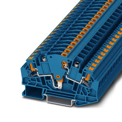 Phoenix Contact 1350424 PTVME 6/S-P BU Series Test Disconnect Terminal Block Blue, 6mm², 2-Level, Push-in