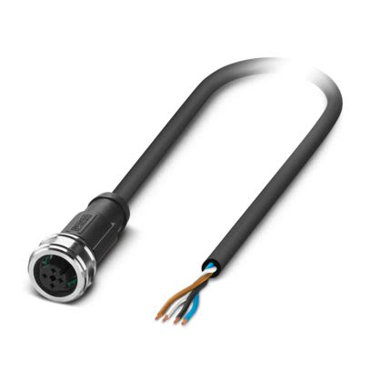 Phoenix Contact Male 4 way Free Cable End to Female 4 way M12, Straight Sensor Actuator Cable, 3 m