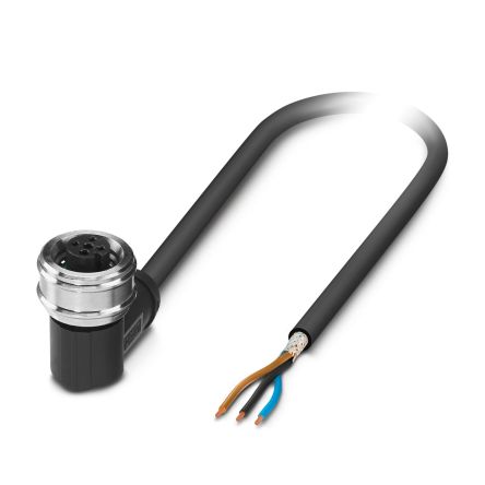 Phoenix Contact 3 way Free Cable End to Female 3 way Angled Socket M12 Sensor Actuator Cable, 10 m