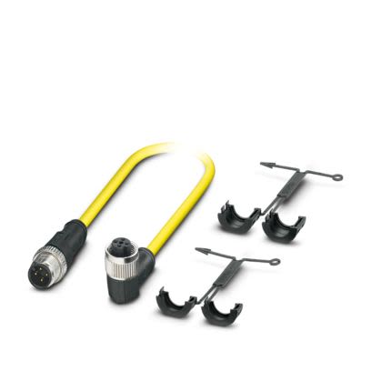 Phoenix Contact Male 4 way M12, Straight to Female 4 way Angled Socket M12 SPEEDCON Actuator/Sensor Cable, 500 mm