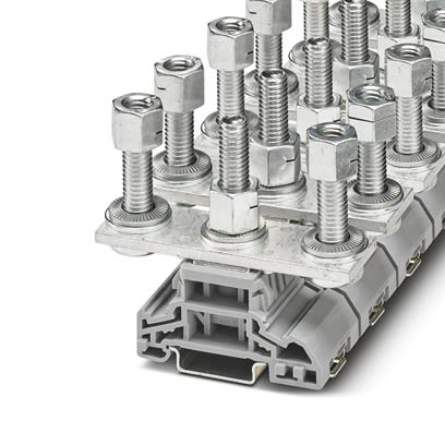 Phoenix Contact 1055646 HV M10/2 Series High Current Connector Grey, 16mm², 95 mm², 2-Level Fused, Bolt