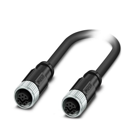 Phoenix Contact M12, 600 mm Ethernet Cable, Black Screened Polyurethane Sheath