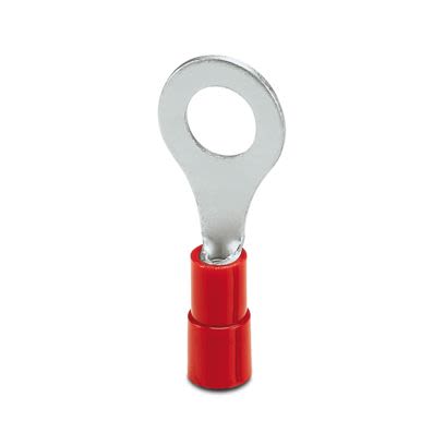 Phoenix Contact Uninsulated Ring Terminal, M6 Stud Size 16 AWG 14 AWG Wire Size, Red