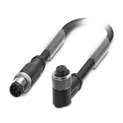 Phoenix Contact Male 4 way M12, Straight to Female 4 way Angled Socket M12 Sensor Actuator Cable, 1.5 m