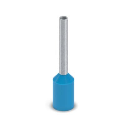 Phoenix Contact, Ferrule A Insulated Bootlace Ferrule, 10 mm Pin Length, 1.3 mm Pin Diameter, Blue to 18 AWG Wire Size