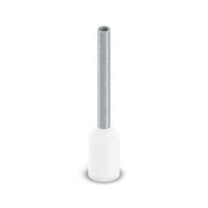 Phoenix Contact Insulated Bootlace Ferrule, 12 mm Pin Length, 1.3 mm Pin Diameter, White to 18 AWG Wire Size