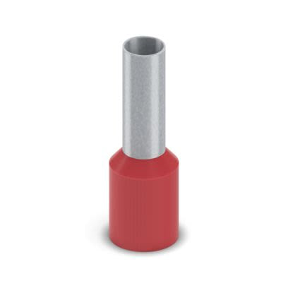 Phoenix Contact, Ferrule A Insulated Bootlace Ferrule, 22 mm Pin Length, 4.6 mm Pin Diameter, Red