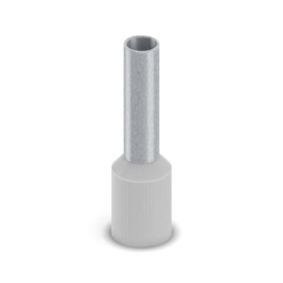 Phoenix Contact, AI-GB 4 - 10 GY Insulated Bootlace Ferrule, 10 mm Pin Length, 2.9 mm Pin Diameter, Grey to 12 AWG Wire