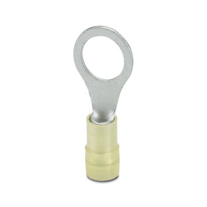 Phoenix Contact, C-RCEI 6/M10 Insulated Ring Terminal, M10 Stud Size 10 AWG 12 AWG Wire Size, Yellow
