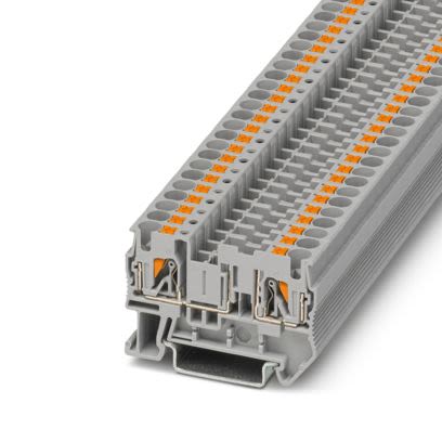 Phoenix Contact 1135067 PT 4-FSI/F GY Series Fuse Modular Terminal Block Grey, 0.2mm², 6 mm² Fused, Push-in