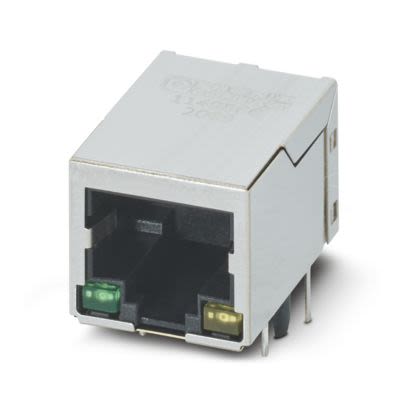 Phoenix Contact CUC-SP-J1ST-A/R4LB-LED Series RJ45 Connector Female, PCB, Through Hole Shielded Straight 1 Port 8 Way