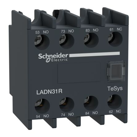 Schneider Electric Auxiliary Contact Block, 4 Contact, 3 NO/1 NC, LADN, Screw, 690V, LADN31R