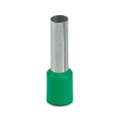 Phoenix Contact, AI 16-18 GN Insulated Ferrule, 18 mm Pin Length, 5.8 mm Pin Diameter, Green to 6 AWG Wire Size