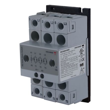 Carlo Gavazzi RGC1P Series Industrial Mount Solid State Relays, 37 A Load, DIN Rail Mount, 660 V ac Load, 32V dc Control