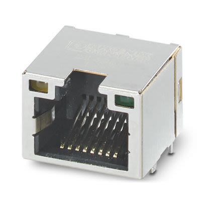 Phoenix Contact CUC-SP-J1ST-A/R4LT-LED Series RJ45 Connector Female, PCB, Through Hole Shielded Straight 1 Port 8 Way