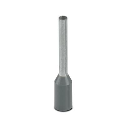 Phoenix Contact Insulated Ferrule, 10 mm Pin Length, 1.3 mm Pin Diameter, Grey to 18 AWG Wire Size