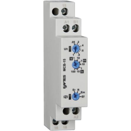 ENTES Miniature Circuit Breaker Series DIN Rail Timer Relay, 1-Contact, 240 V dc 24V ac, 240 V ac, 0.05 to 100 h,