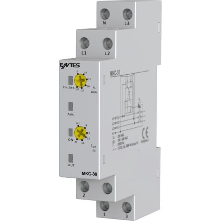 ENTES Phase/Voltage Monitoring Relays, 3 Phase, 1 CO, DIN Rail