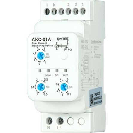 ENTES Current Monitoring Relay, 1 Phase, 1 CO Relay Output, DIN Rail, 0.5A to 60A, 230V ac