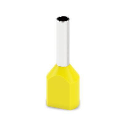 Phoenix Contact, AI-TWIN Insulated Ferrule, 8 mm Pin Length, 2.05 mm Pin Diameter, Yellow to 18 AWG Wire Size