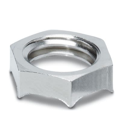 Phoenix Contact Silver Nickel Plated Brass Cable Gland Locknut, M12 x 1.5 mm Thread