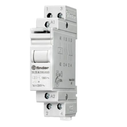 Finder DIN Rail Non-Latching Relay, 12V Coil, 16A Switching Current, 2 NO