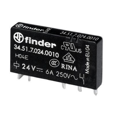 Finder PCB Non-Latching Relay, 12V ac/dc Coil, 6A Switching Current, 1 CO