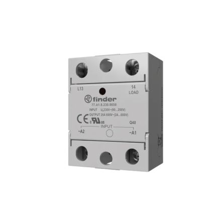 Finder 77 Series Industrial Mount Solid State Relays, 60 A Load, Rail Mount, 600 V ac/dc Load, 230V ac/dc Control