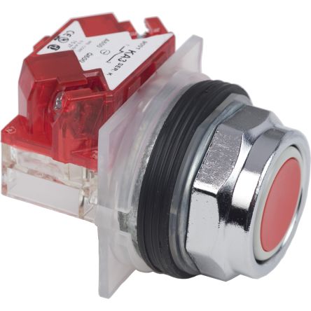 Schneider Electric 9001K Series Push Button Switch, Spring Return, Panel, 30 mm Cutout, 1 NC 600 V ac